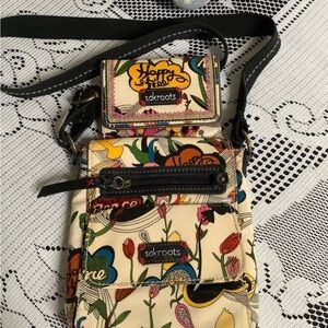 Sakroots Cream Crossbody Bag with Matching Wallet Charm